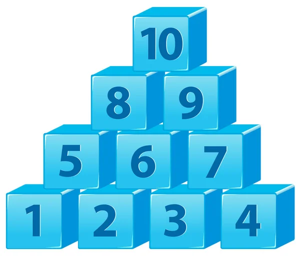 Zahlenblock Von Eins Bis Zehn Abbildung — Stockvektor