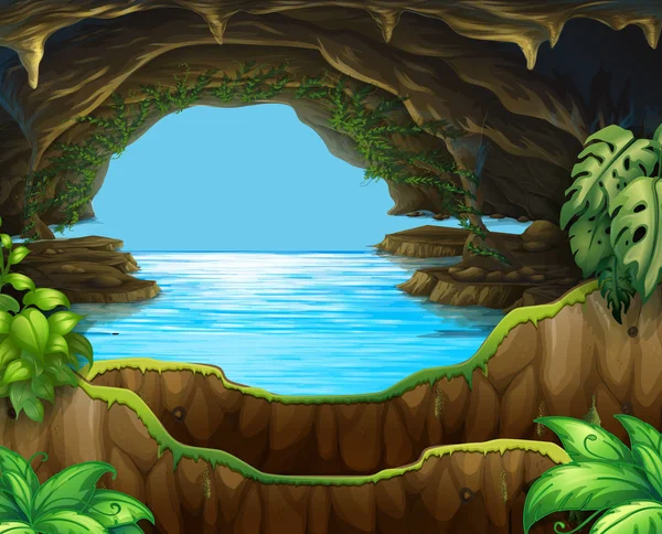Природная Вода Пещере — стоковый вектор