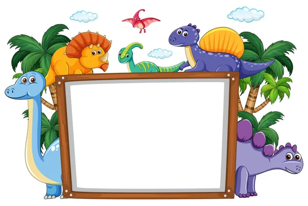 Een Dinosaurus Whiteboard Sjabloon Illustratie — Stockvector