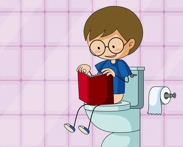 涂鸦男孩坐在厕所例证 — 图库矢量图片