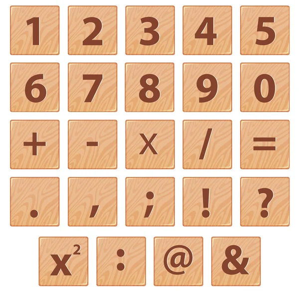 Dřevěné Číslo Písma Symbol Obrázku — Stockový vektor