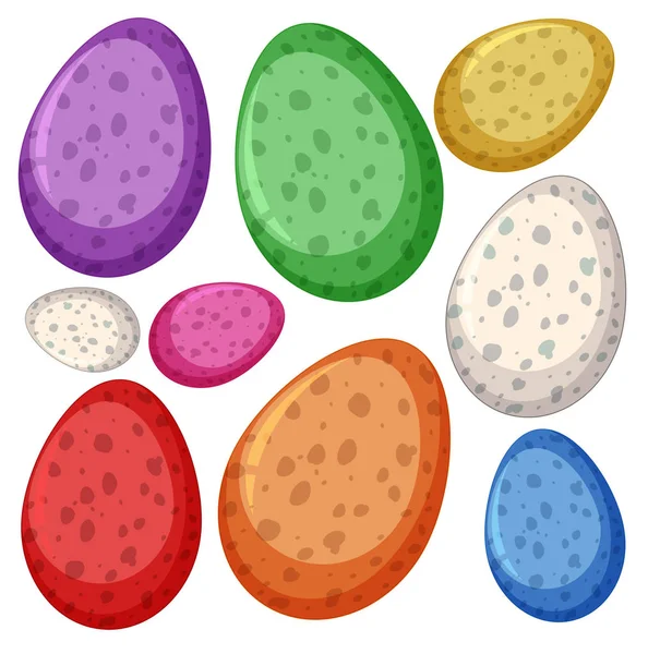 Ilustración Huevos Dinosaurio Diferentes Colores — Vector de stock