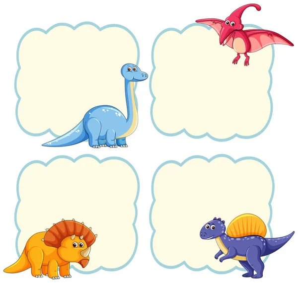 Χαριτωμένος Δεινόσαυρος Πλαίσιο Πρότυπο Εικονογράφηση — Διανυσματικό Αρχείο