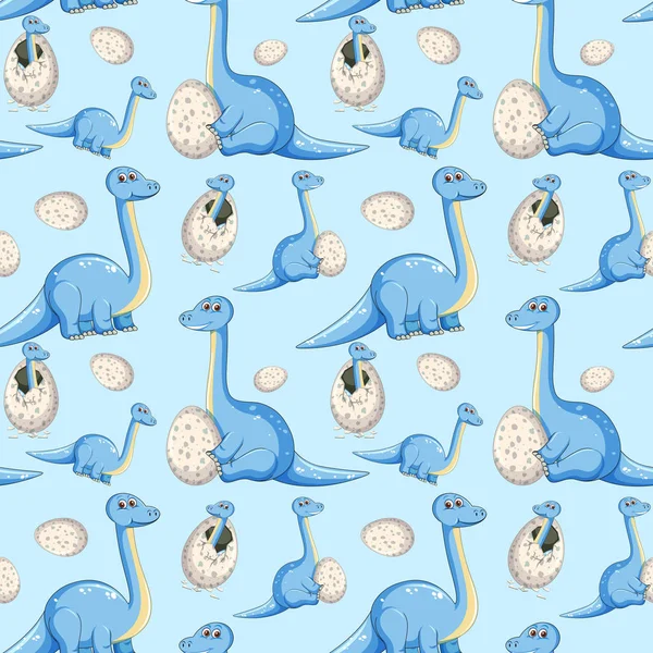Blå Dinosaurie Sömlös Bakgrund Illustration — Stock vektor
