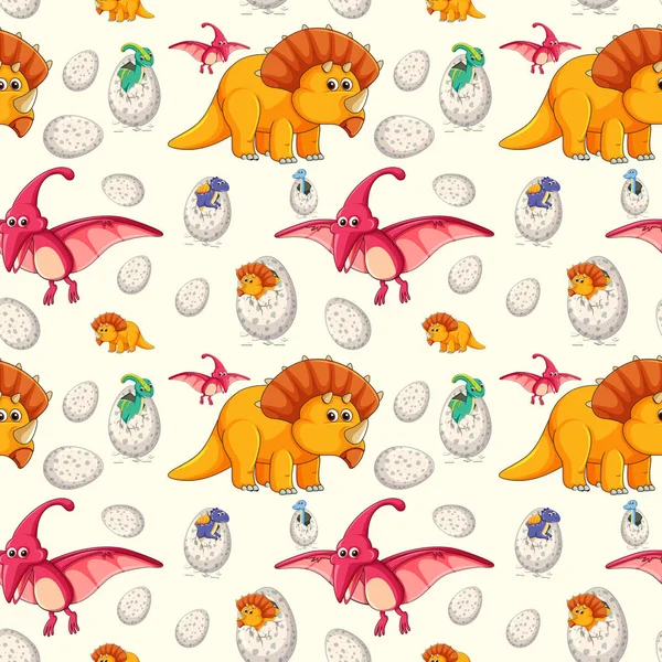 Dinosaur Seamless Pattern Illustration — Stock Vector