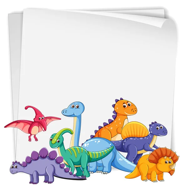 Dinosaurier Auf Leerem Papier Illustration — Stockvektor