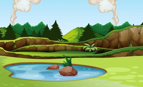 Naturaleza Verde Vista Paisaje Ilustración — Vector de stock