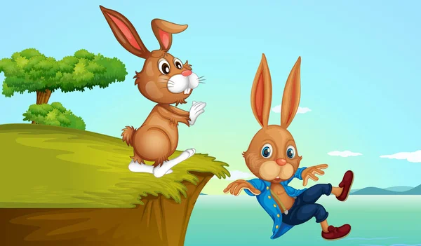 兔子在悬崖例证 — 图库矢量图片