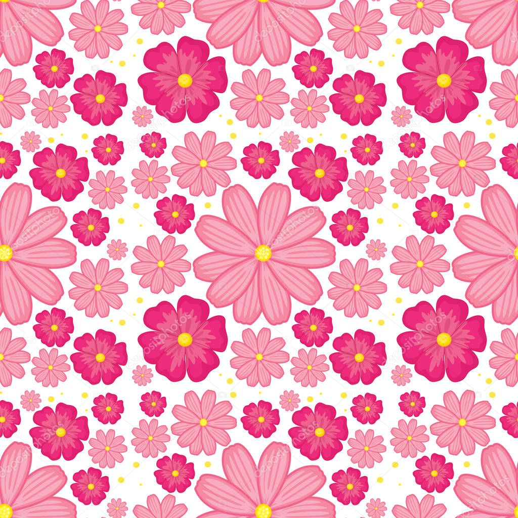 Pink flower seamless background illustration