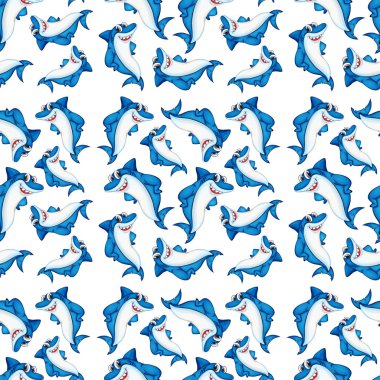 Dikişsiz desen illüstrasyon bir köpekbalığı
