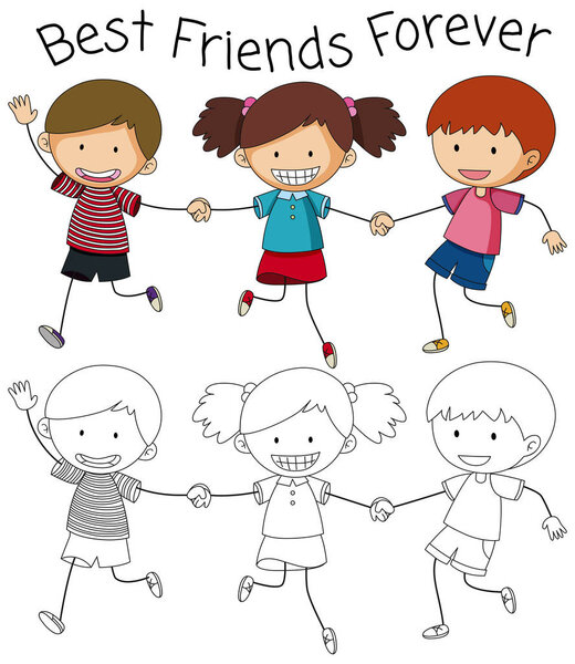 Best friend doodle graphic illustration