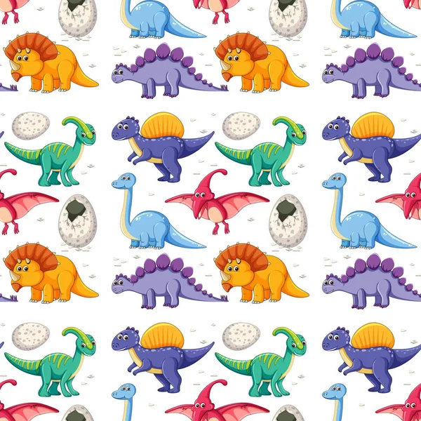 Dinosaur Seamless Pattern Illustration — Stock Vector