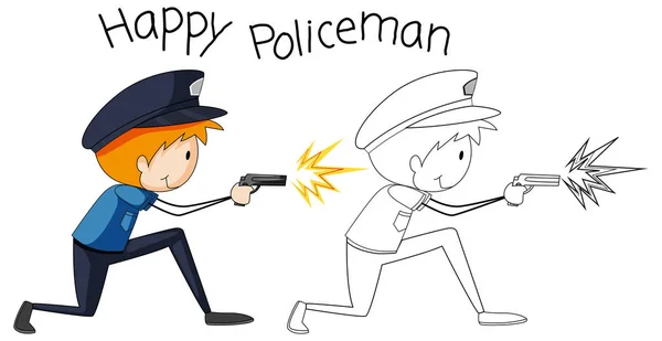 Doodle Grafické Policie Muž Ilustrace — Stockový vektor