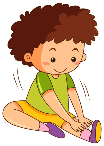 Bir Çocuk Germe Egzersizleri Örnek — Stok Vektör