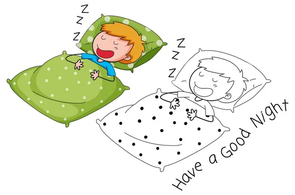 Doodle Boy Sleeping Design Illustration — Stock Vector