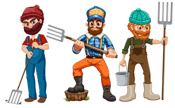 Set Farmer Character Illustration — Stock Vector