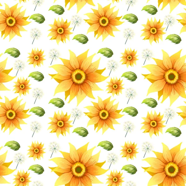 Sonnenblume Auf Nahtlosem Hintergrund Illustration — Stockvektor