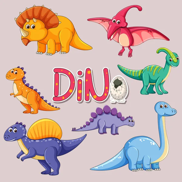 Set Van Dinosaur Sticker Illustratie Rechtenvrije Stockillustraties