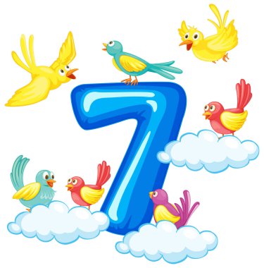Yedi numara illüstrasyon kuşlarda