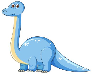 Şirin mavi dinozor karakter çizimi