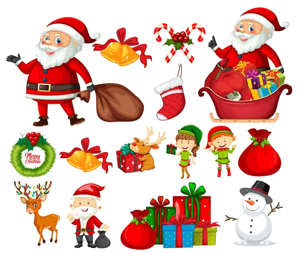 Zestaw Ilustracji Elementu Bożego Narodzenia — Wektor stockowy