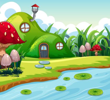 Sihirli peri evde doğa illüstrasyon