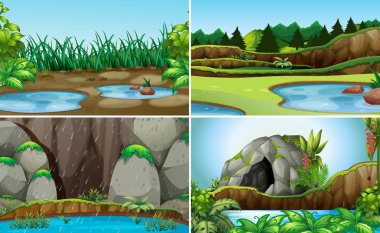 Doğa su manzara şekil kümesi