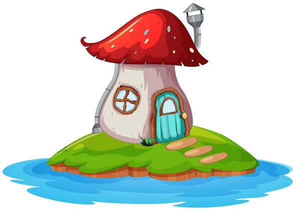 Mushroom House Island Illustration — Stock Vector