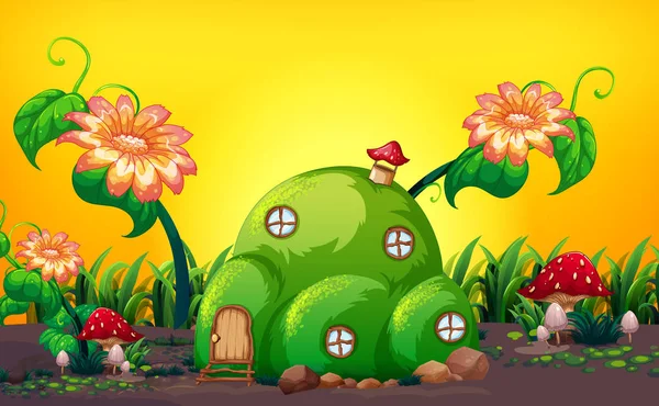 Зеленый Сказочный Дом Природе — стоковый вектор