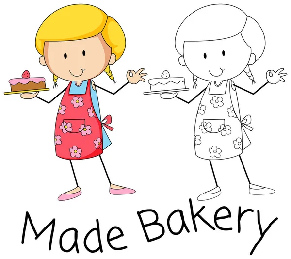 Doodle Baker Character White Background Illustration — Stock Vector