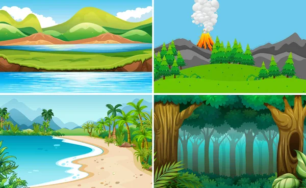 Conjunto Ilustración Paisaje Naturaleza — Archivo Imágenes Vectoriales