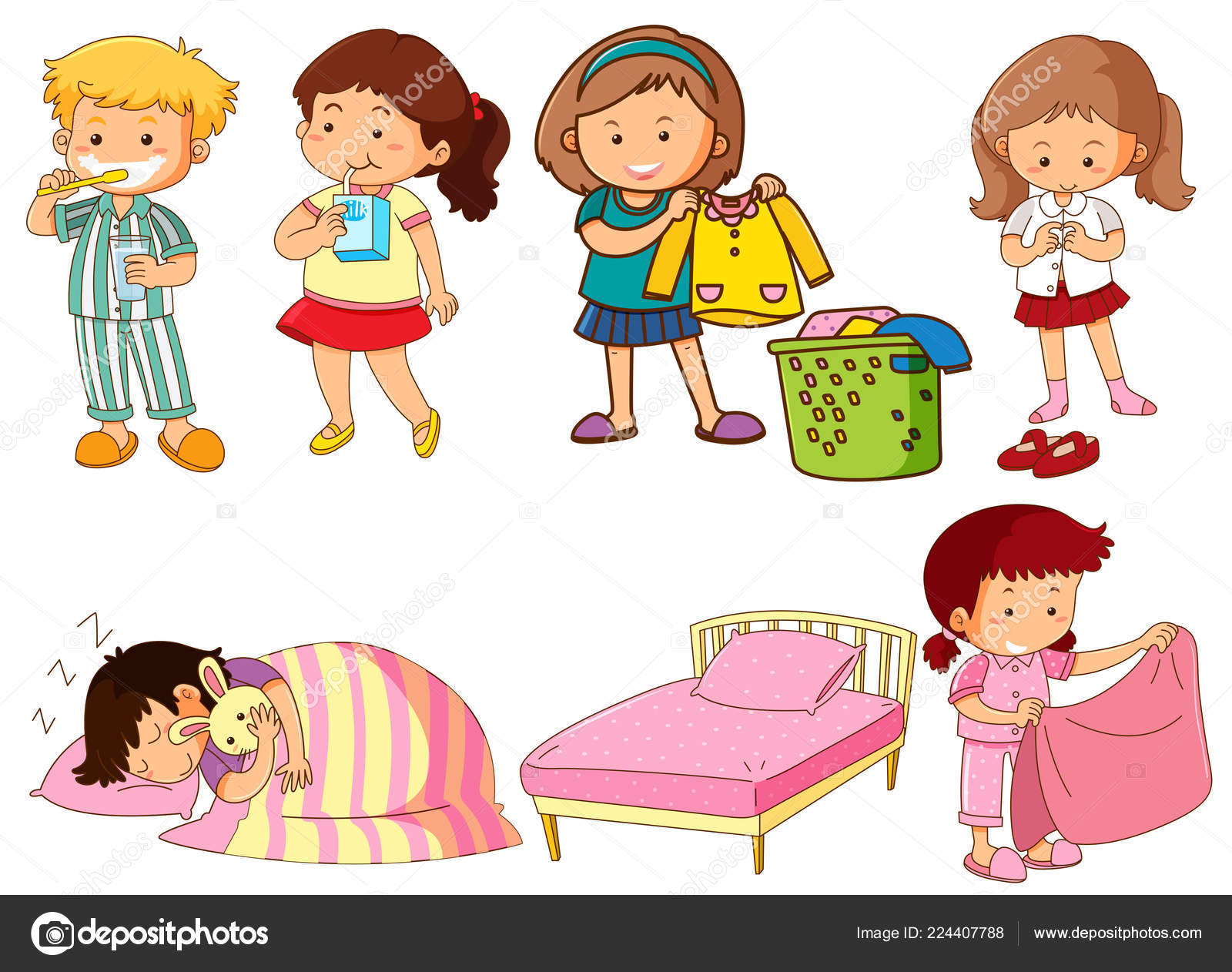 Set Cartoon Kids Character Illustration Stock Vector Image by ...