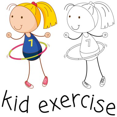 Hula hoop illüstrasyon iskambil kız doodle