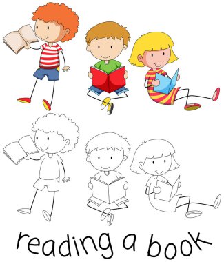 Doodle çocuk kitap Illustration okuma