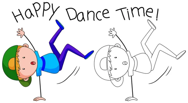 Doodle Pouliční Boy Tančí Ilustrace — Stockový vektor