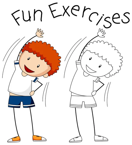 Illustration Exercice Personnage Doodle Boy — Image vectorielle