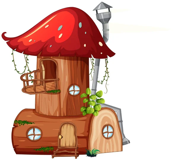 Une Illustration Maison Bois Champignon — Image vectorielle