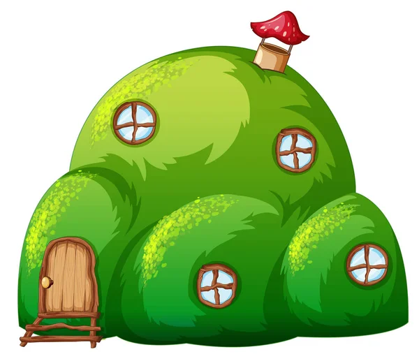 Green Hill Fairy Tale House Illustration — Stock Vector