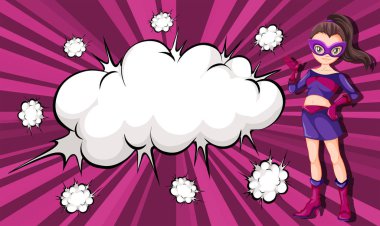 Kadın süper kahraman çizgi roman afiş illüstrasyon