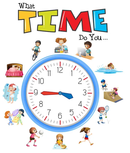时钟和活动时间图 — 图库矢量图片
