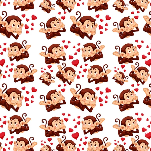 かわいい猿のシームレスなパターンのイラストを — ストックベクタ