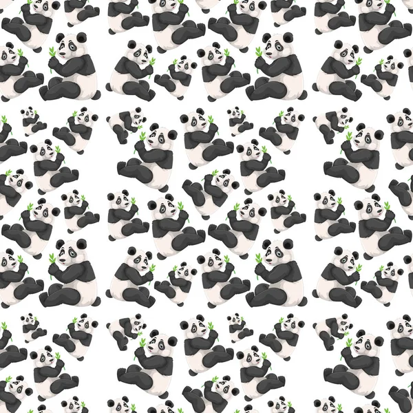 Sorunsuz Sevimli Panda Duvar Kağıdı Illüstrasyon — Stok Vektör