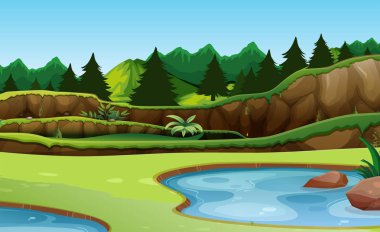 Güzel yeşil doğa arka plan illüstrasyon