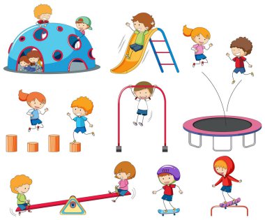 Doodle kids resimde kümesi