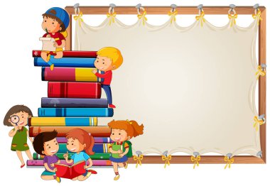 Çocuklar üzerinde ahşap tahta illüstrasyon