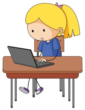 Bilgisayar illüstrasyon iskambil kız doodle