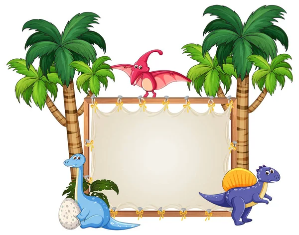 Dinosaur Blank Banner Illustration — Stock Vector