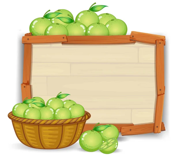 Lime Wooden Banner Illustration — Stock Vector