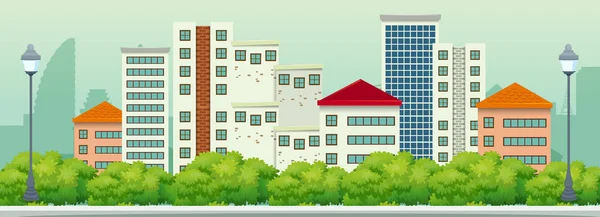 Panorama Zobrazit Městském Ilustrace — Stockový vektor