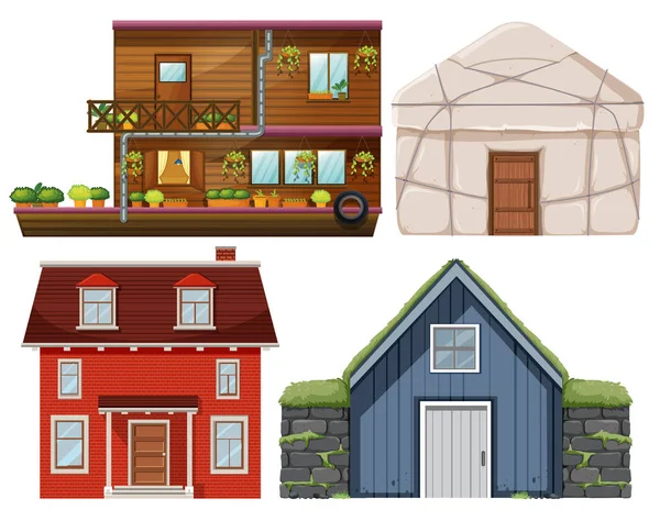 Set Different House Illustration — Stock Vector